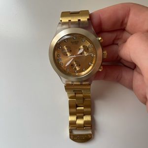 Swatch gold toned large face watch